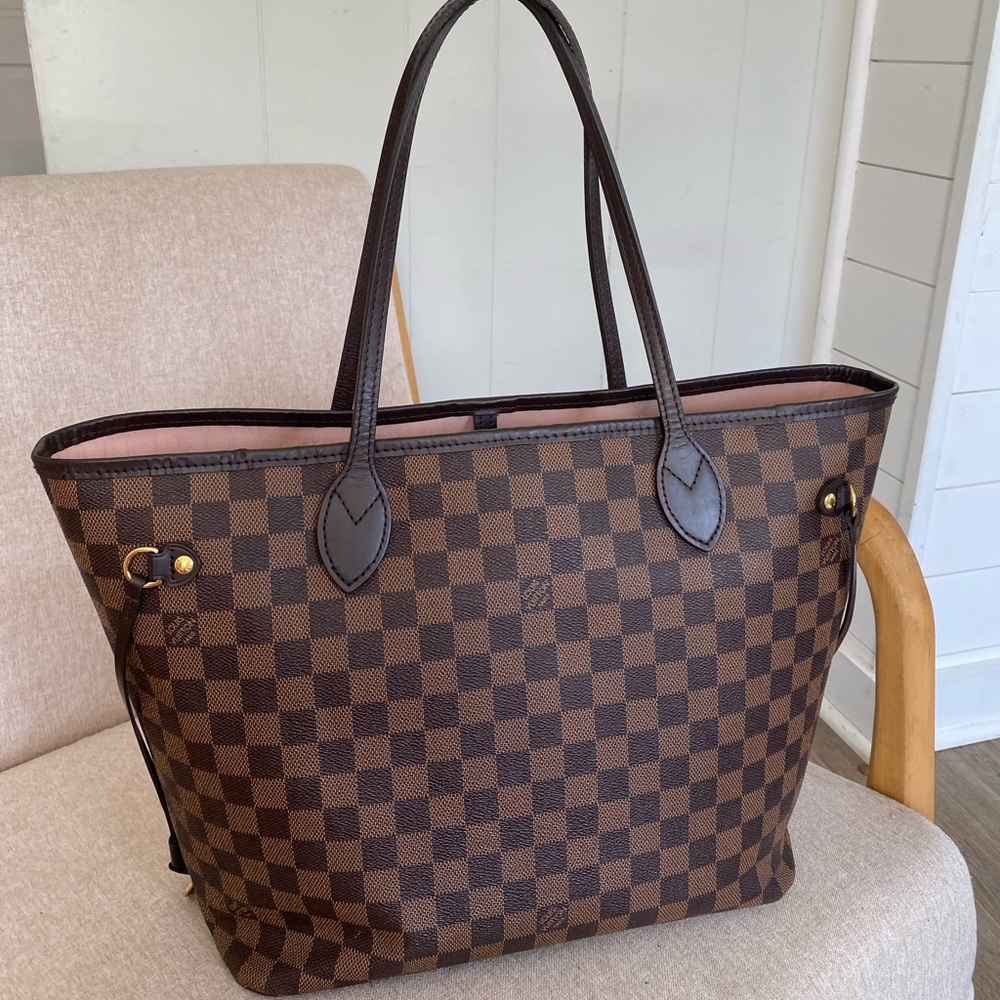 Louis Vuitton damier ebene neverfull Tote with Pink Interior